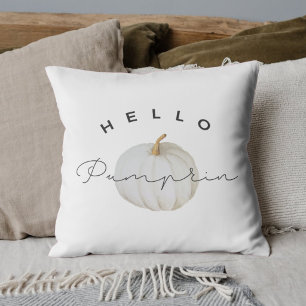 Modern Watercolor Hello Pumpkin Cushion
