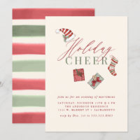 Modern Watercolor Holiday Cheer Christmas Party