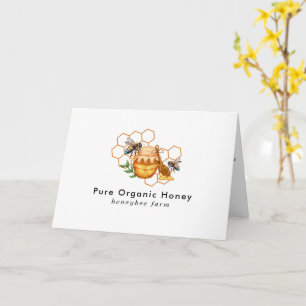 Modern Watercolor Honeycombs with bee Folded Card