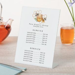 Modern Watercolor Honeycombs with bee Pedestal Sign