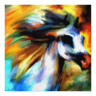 Modern Watercolor Horse Hand Painted Stallion 