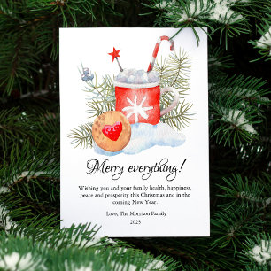 Modern Watercolor Hot Chocolate Christmas Flat  Holiday Card