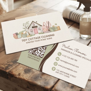 Modern Watercolor House Cleaning Maid Services Business Card
