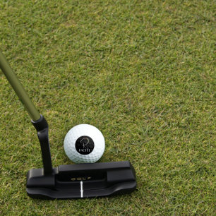 Modern watercolor initial name R black Golf Balls
