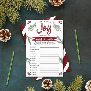 Modern Watercolor "Joy" Candy Cane Baby Shower