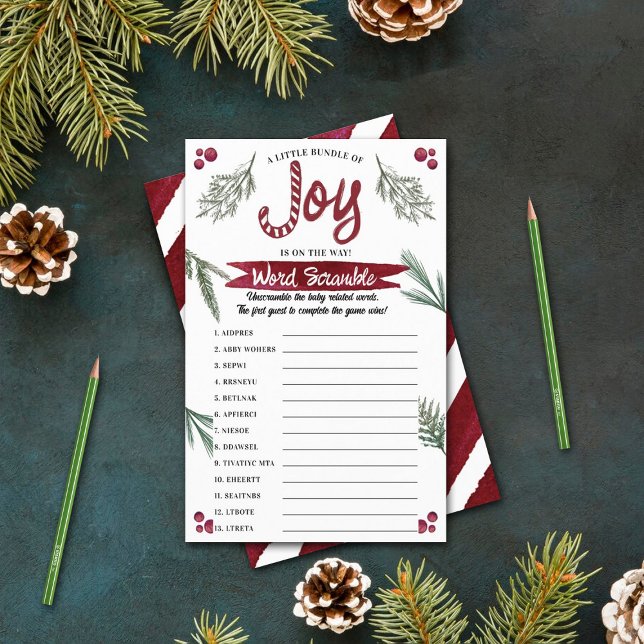 Modern Watercolor "Joy" Candy Cane Baby Shower (Creator Uploaded)