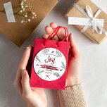 Modern Watercolor "Joy" Candy Cane Baby Shower Classic Round Sticker<br><div class="desc">Celebrate in style with these fun and very trendy baby shower stickers. The design is easy to personalise with your special event wording and your guests will be thrilled when they see these fabulous stickers. Matching items are available in the collection.</div>