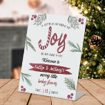 Modern Watercolor "Joy" Candy Cane Baby Shower Pedestal Sign<br><div class="desc">Celebrate in style with this trendy baby shower welcome sign. The design is easy to personalise with your own wording and your family and friends will be thrilled when they see this fabulous party sign. Matching party items can be found in the collection.</div>