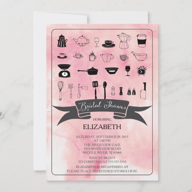 Modern Watercolor Kitchen Bridal Shower Invitation (Front)