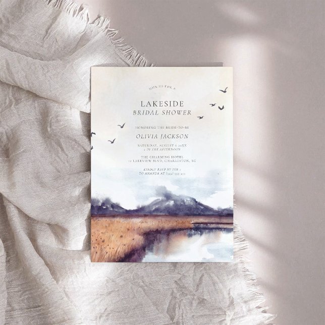Modern Watercolor Lake Bridal Shower Invitation (Creator Uploaded)