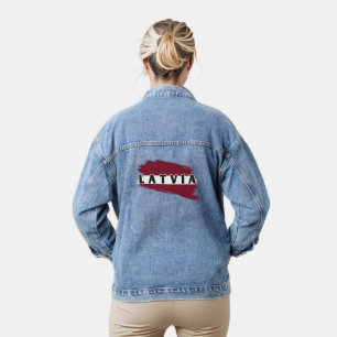 Modern watercolor Latvia Flag latvian Souvenir Denim Jacket