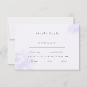 Modern Watercolor Lavender Splash Wedding RSVP Car Card