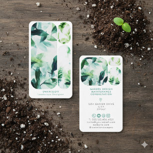 Modern Watercolor Leaf Business Card Garden Design