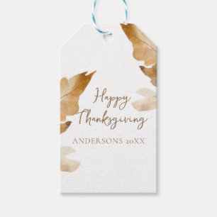 Modern Watercolor Leaf Thanksgiving Gift Tags