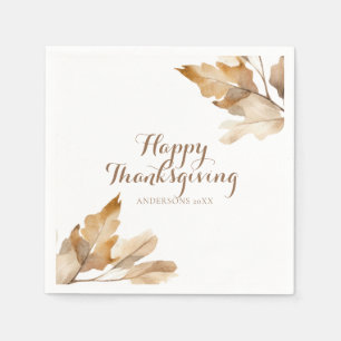 Modern Watercolor Leaf Thanksgiving Napkin