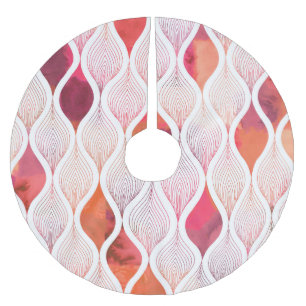 Modern watercolor leafs, seamless pattern. brushed polyester tree skirt