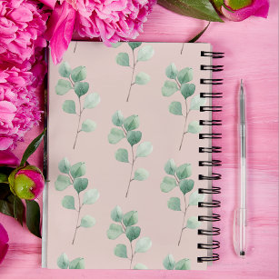Modern Watercolor Leaves Pattern  Notebook