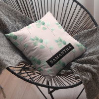 Modern Watercolor Leaves Pattern With Name