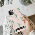 Modern Watercolor Leaves Pattern With Name iPhone 11Pro Max Case<br><div class="desc">Modern Watercolor Leaves Pattern With Name</div>