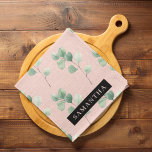 Modern Watercolor Leaves Pattern With Name Tea Towel<br><div class="desc">Modern Watercolor Leaves Pattern With Name</div>