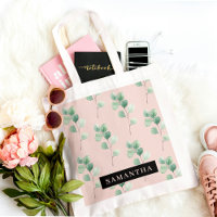 Modern Watercolor Leaves Pattern With Name
