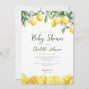 Modern Watercolor Lemon Citrus Baby Shower Invitation