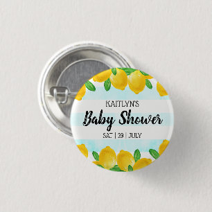 Modern Watercolor Lemon Tree Baby Shower 3 Cm Round Badge