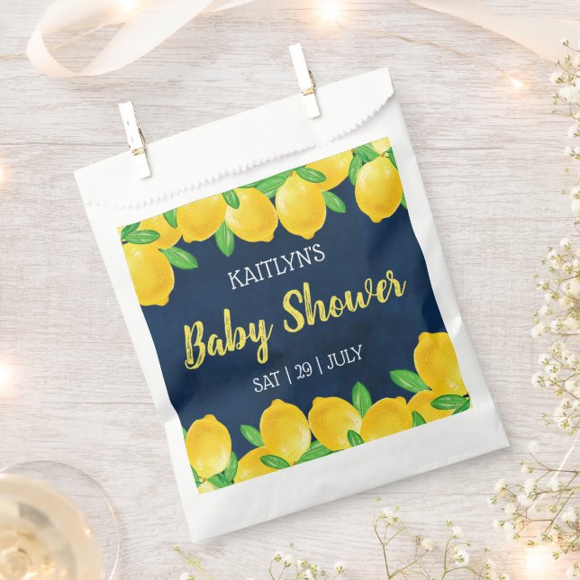 Modern Watercolor Lemon Tree Baby Shower Favour Bags (Clipped)