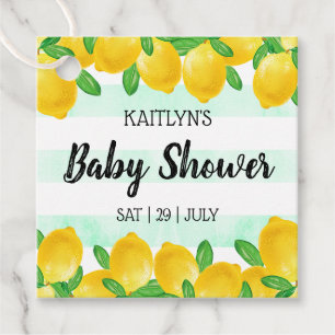 Modern Watercolor Lemon Tree Baby Shower Favour Tags