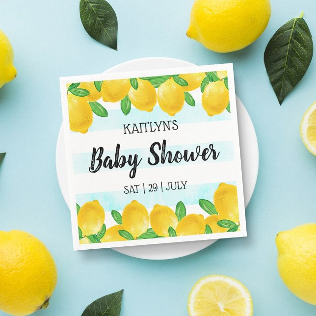 Modern Watercolor Lemon Tree Baby Shower Napkin (Creator Uploaded)