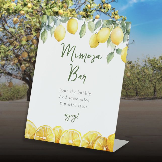 Modern Watercolor Lemons Citrus Mimosa Bar Sign (Modern Watercolor Lemons Citrus Mimosa Bar Sign)