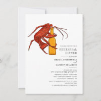 Modern Watercolor Lobster Seafood Rehearsal Dinner