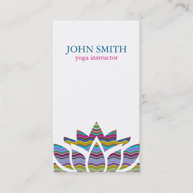 Modern Watercolor Lotus Flower Logo Yoga Business Card (Front)