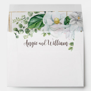 Modern Watercolor Magnolia Wedding Envelope