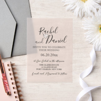 Modern Watercolor Magnolia Wedding Vellum Invitations