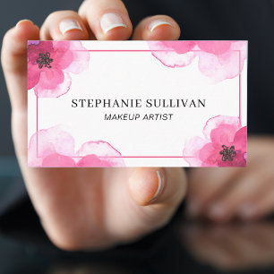 Modern Watercolor Makeup Artist Business Card