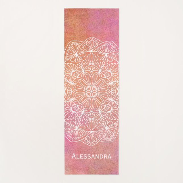 Modern Watercolor Mandala Personalised Yoga Mat (Front)