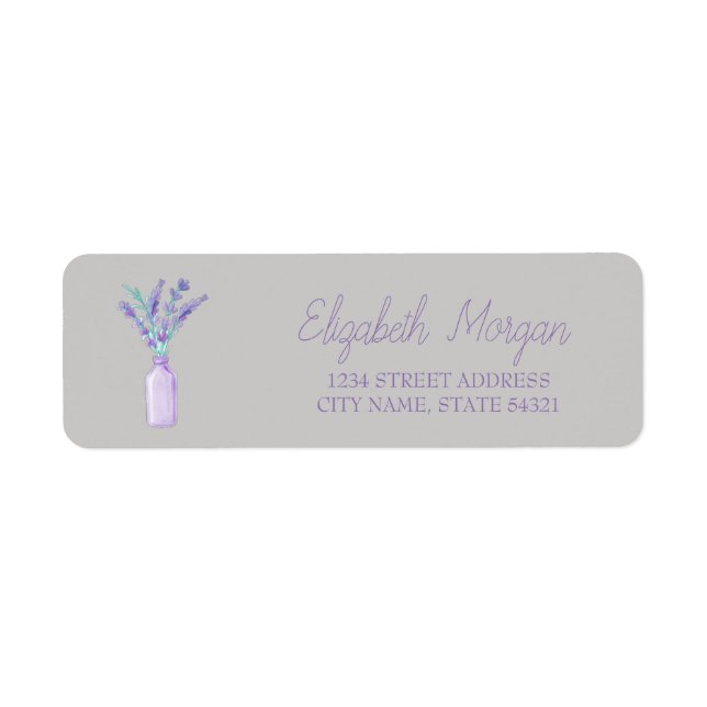 Modern Watercolor Mason Jar Lavander  Address (Front)