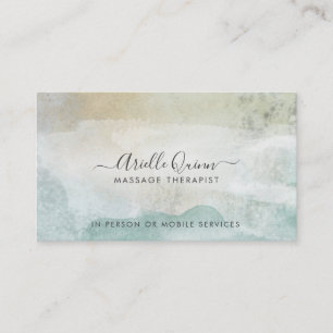 Modern Watercolor Massage Therapist QR Code Business Card