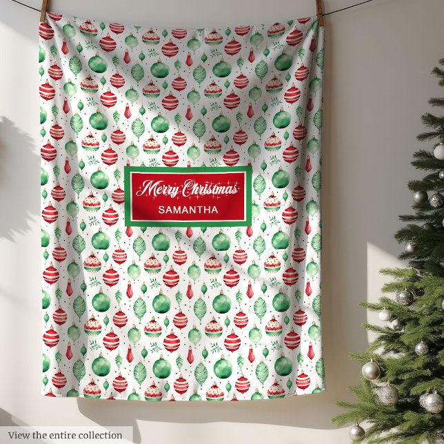 Modern watercolor merry Christmas monogram blanket (Modern watercolor merry Christmas monogram blanket)
