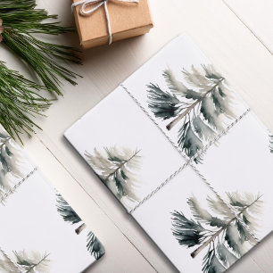 Modern Watercolor Minimalist Christmas  Wrapping Paper Sheet