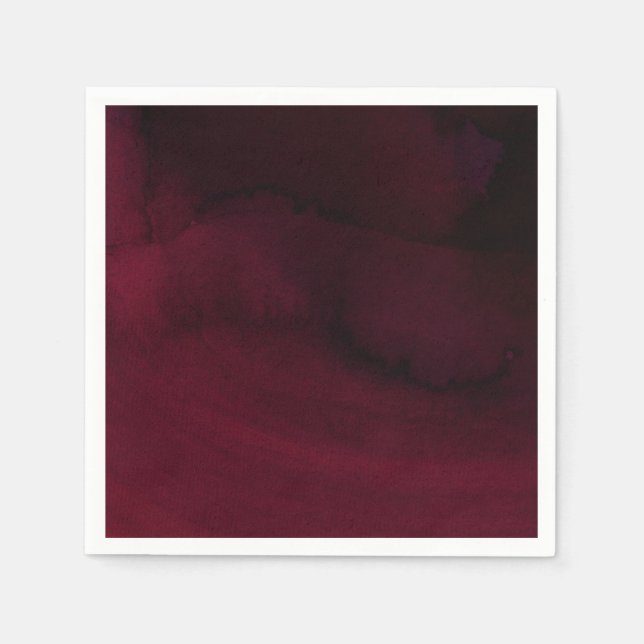 Modern Watercolor Moody Maroon Burgundy Wedding Napkin (Front)