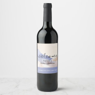 Modern Watercolor Mountain Baby Shower Welcome Wine Label