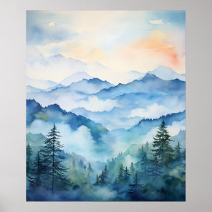 Modern Watercolor Mountain Landscape Wall art
