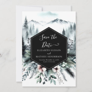 Modern Watercolor Mountain Wedding Save The Date