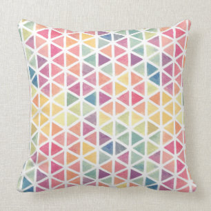 Modern Watercolor Multi-colour Triangle Patterned Cushion