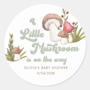 Modern Watercolor Mushroom Baby Shower Favours Classic Round Sticker