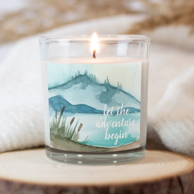 Modern Watercolor Nature Let's The Adventure Begin Square Sticker (Creator Uploaded)