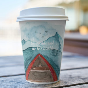 Modern Watercolor Nature See The World Quote Paper Cups