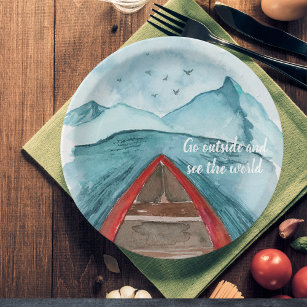 Modern Watercolor Nature See The World Quote Paper Plate